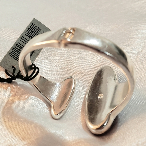 1987- Silver-tone Oval Stone Sculptural Cuff Soho Bracelet Amethyst Stone NWT - Picture 3 of 5